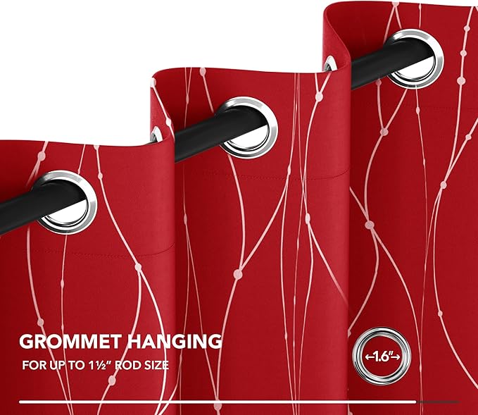 Deconovo Blackout Curtains, Christmas Red Curtain, Thermal Insulated - Image 8