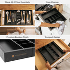 Utensil & Junk Drawer Organizer, 16-28 in, Black Bamboo