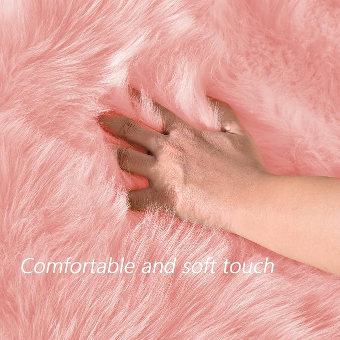 Latepis Fluffy Pink Round Rugs 6ft Circle Rug - Image 4
