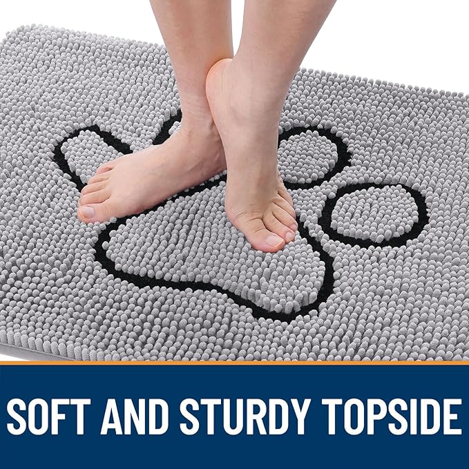 OLANLY Dog Door Mat for Muddy Paws 48x30, Paw Print Design, Absorbs Moisture - Image 4