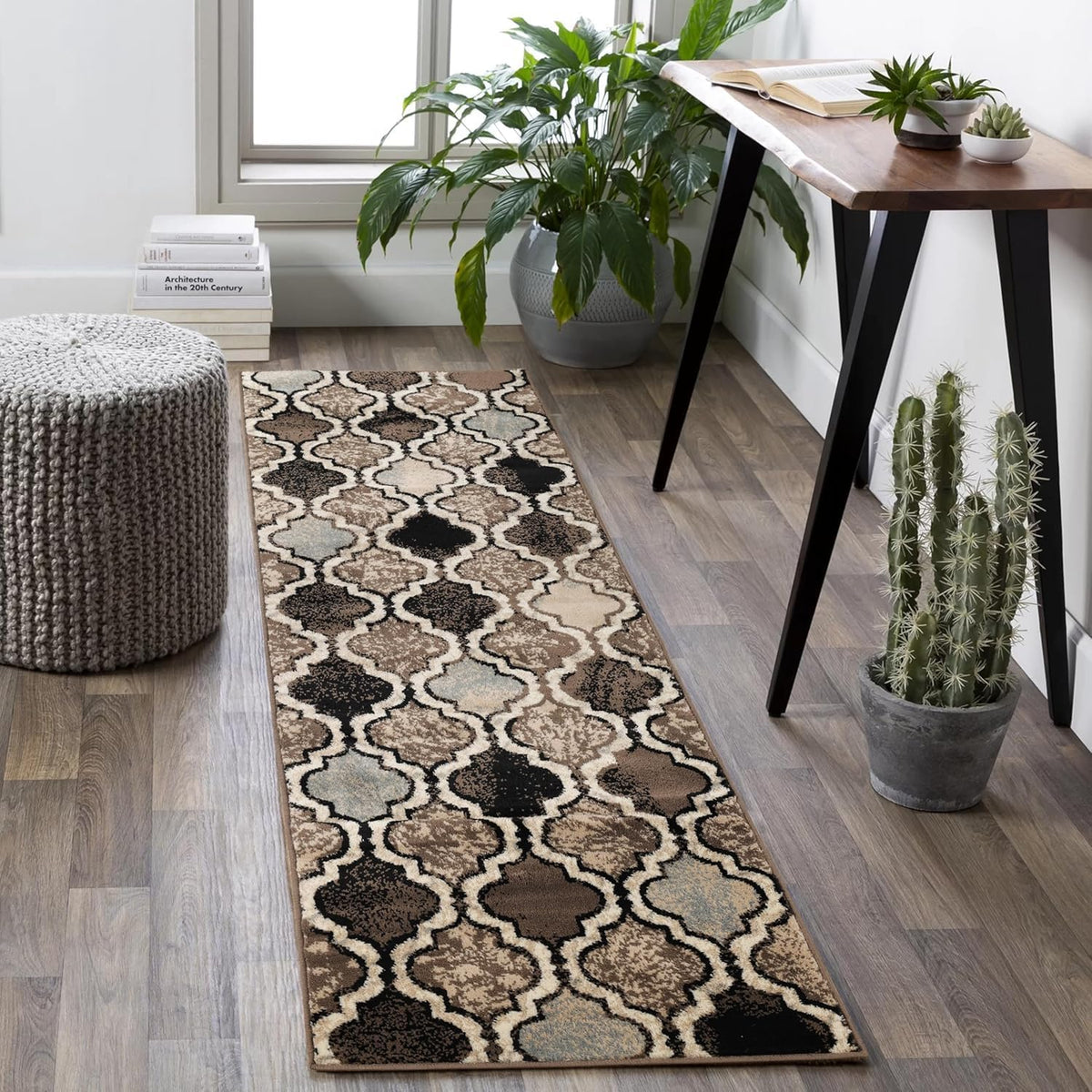 Superior Indoor Runner Rugs, Modern Area Rug, 2'7"x8', B Ivory
