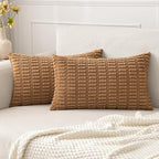 MIULEE Pack of 2 Corduroy Decorative Lumbar Throw Pillow Covers 20x12 Inch Soft by MIULEE
