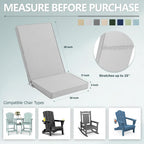 Adirondack Chair Cushion - Removable Cover, Water-Repellent & Fade-Resistant Faux Linen, Securing Straps, Non-Slip Bottom, Fit for Most Outdoor Adirondack & Rocking Chairs - Light Grey