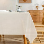 Natural Linen Textured Rectangle Tablecloth, Slubby Lightweight Table Cloth 52 x 108 Inch, Water Resistant Stain Resistant Farmhouse Burlap Table Cover for Kitchen Dining Room