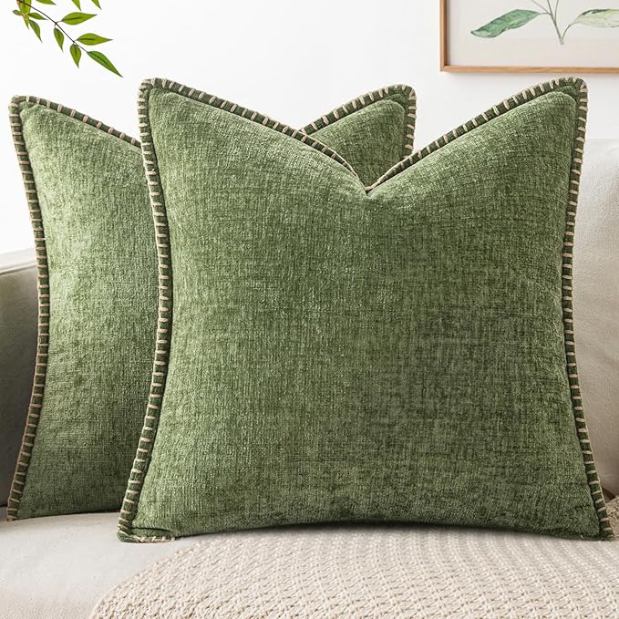 MIULEE Pack of 2 Couch Throw Pillow Covers 18x18 Inch Sage Green Farmhouse by MIULEE