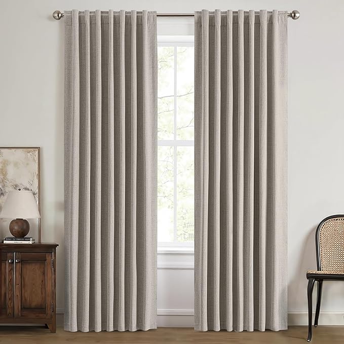 MIULEE 100% Blackout Curtains for Bedroom, Linen Solid Luxury Decor Thermal by MIULEE