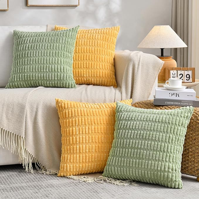 Fancy Homi Set of 4 Spring Boho Decorative Throw Pillow Covers 20x20 Inch by Fancy+Homi