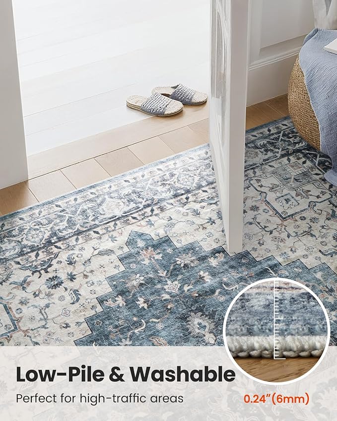 AMADA HOMEFURNISHING Round 4ft Area Rugs, Low-Profile Washable Rug - Image 7