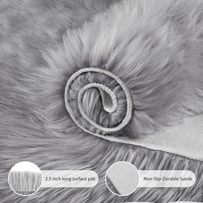 Ciicool Round Fur Fluffy Area Rug - Image 4