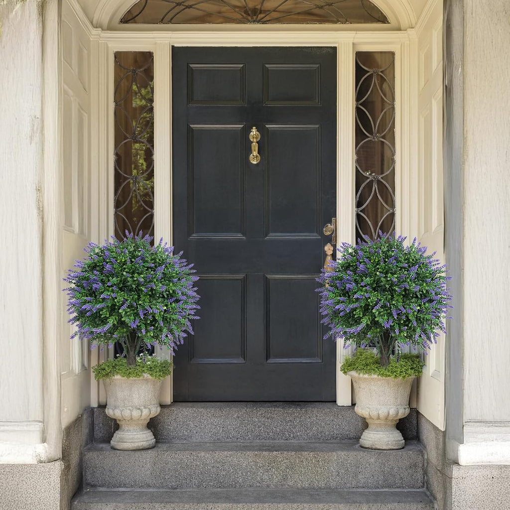 Artificial Boxwood Topiary Ball with Lavender, UV Resistant Set of 2