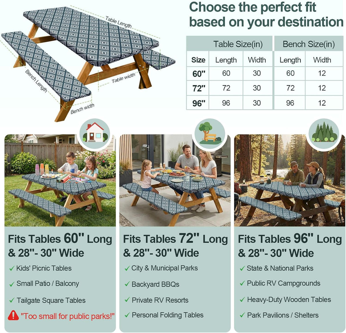Play Tailor Picnic Table Cover Bench Covers Camping Essentials Tablecloth