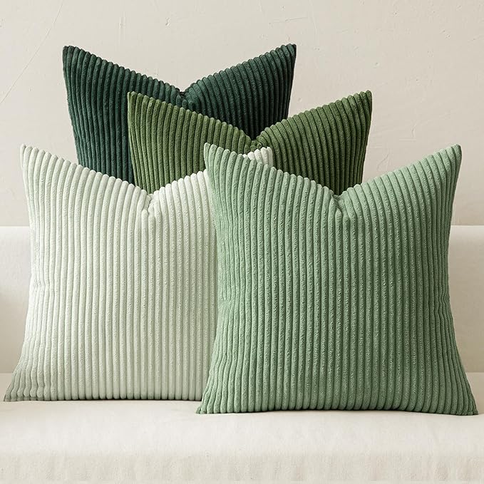 MIULEE Boho Farmhouse Sage Green Throw Pillow Covers 16x16 Inch Set of 4 by MIULEE