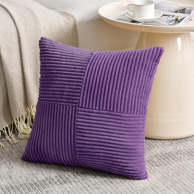 Fancy Homi 2 Packs Purple Samll Decorative Throw Pillow Covers 12x12 Inch - Image 2