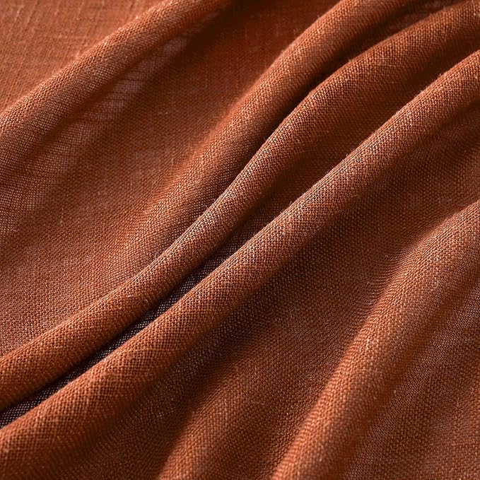 MIULEE Burnt Orange Linen Curtains 90 Inch Long - Image 4