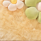 Latepis Yellow Rug for Bedroom Circle Faux Sheepskin Fur Round Rugs 5ft Furry - Image 6