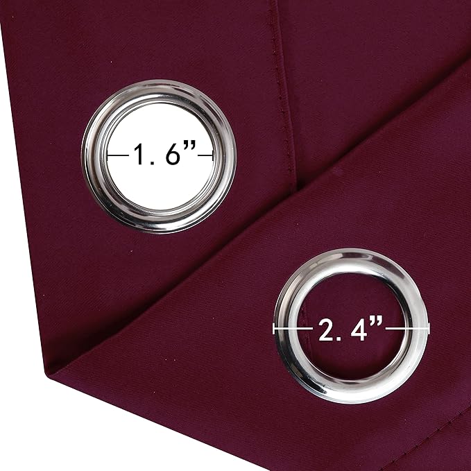 LEMOMO Burgundy Red Blackout Curtains 66 x 63 Inch Length/Set of 2 Curtain - Image 6