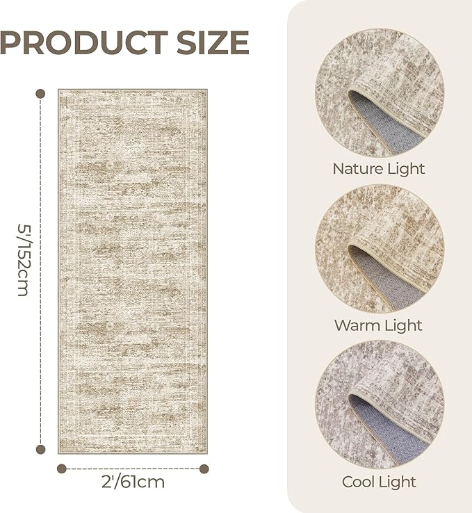 2x5 Rug Runner Washable for Entryway, Soft Bathroom Rugs - Image 2