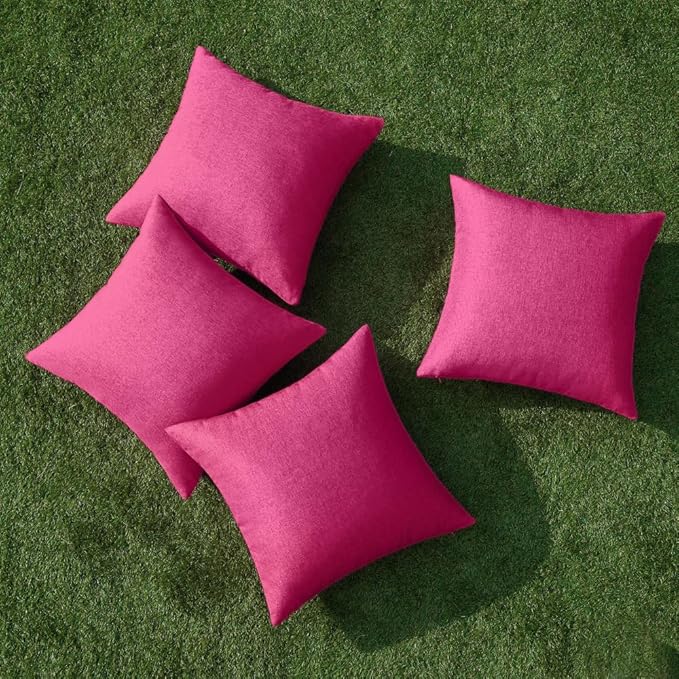 MIULEE Pack of 4 Decorative Outdoor Throw Pillow Covers Linen Waterproof Pillow - Image 4