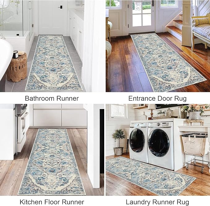 HEBE Hallway Runner Rug 2'x6' Washable Vintage Distressed Area Rugs Non Slip - Image 6