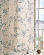 jinchan Floral Linen Curtains for Living Room 84 Inch Length Butterfly Curtain - Image 9