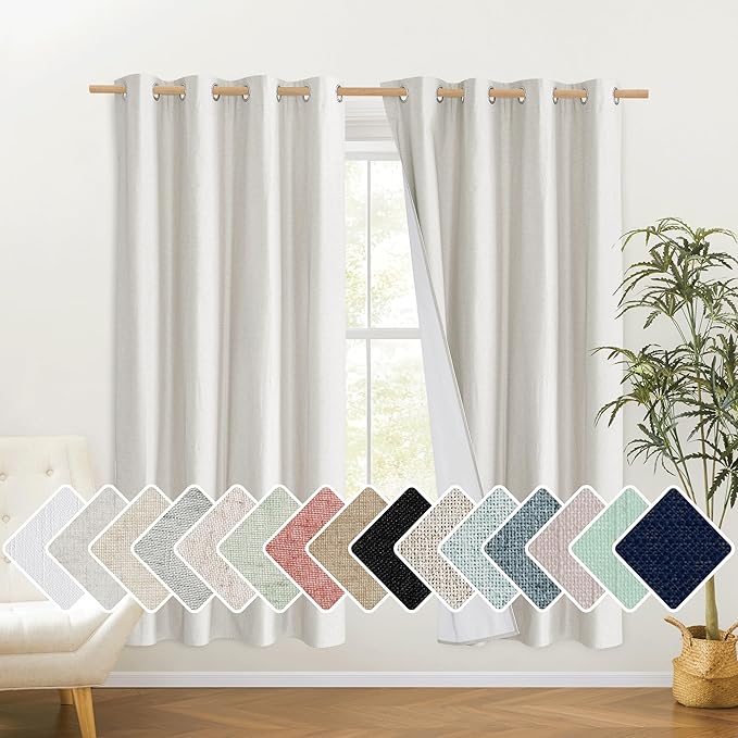 NICETOWN 100% Absolutely Blackout Linen Curtains by NICETOWN