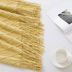 BOURINA Mustard Throw Blanket 50x60 Inches Throw Textured Solid Soft Sofa Couch - Image 5