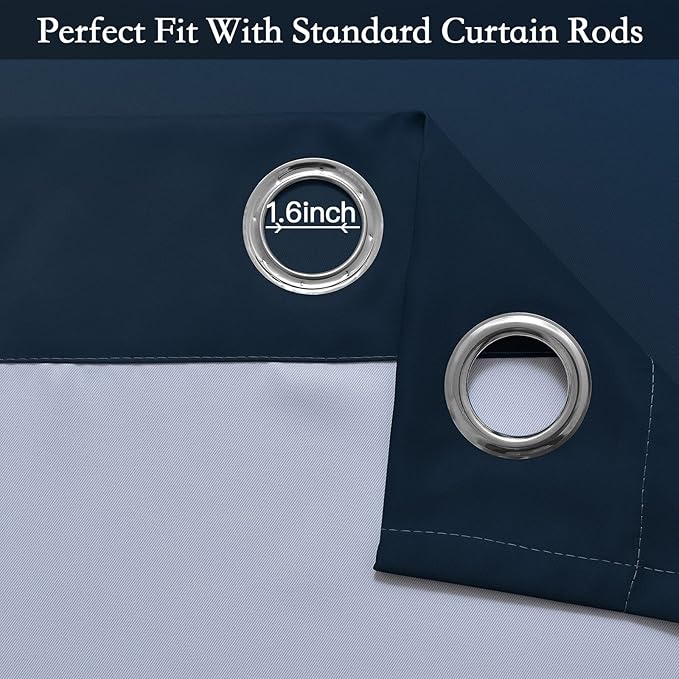SimpleHome Navy Blue Ombre Room Darkening Curtains - Image 3