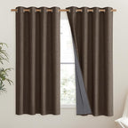 NICETOWN Coffee Vintage Linen 100% Blackout Curtains - Image 2