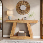 Tribesigns Farmhouse Console Table, 55-Inch Rustic Sofa Table with Storage, Industrial Wooden Entryway Table for Hallway, Living Room, Natural Brown