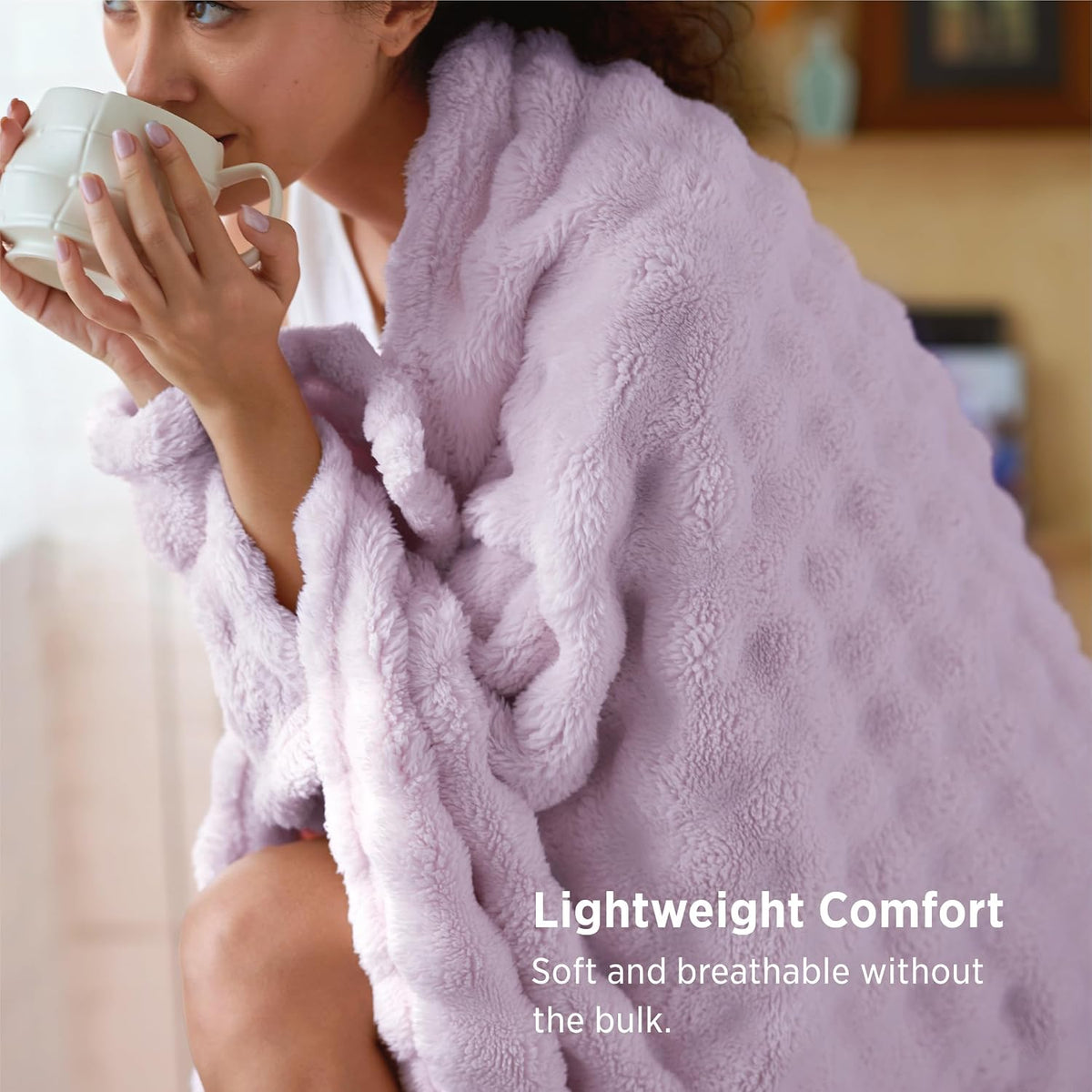 Bedsure Cloud Bubble Throw Blanket, Light Purple Gifts Room Decor, 50"×60"