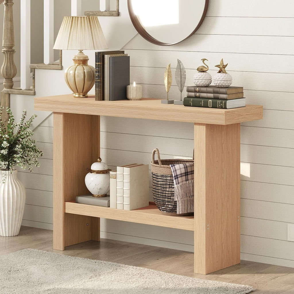MAHANCRIS Modern Console Table, 39.4" Rectangular Entryway Table, Natural