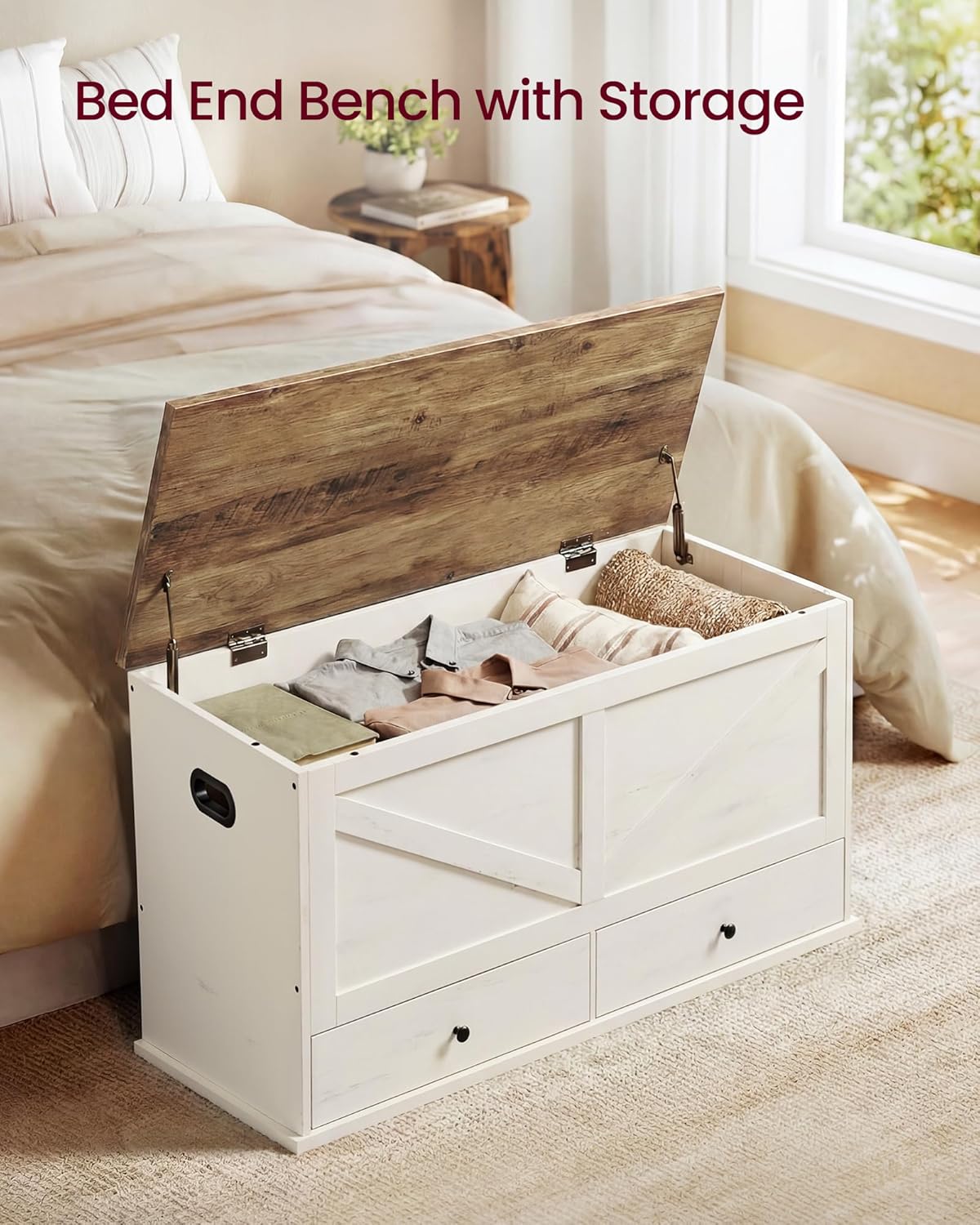 VASAGLE Storage Chest with 2 Fabric Drawers, 15.7 x 39.4 x 19.9 Inches