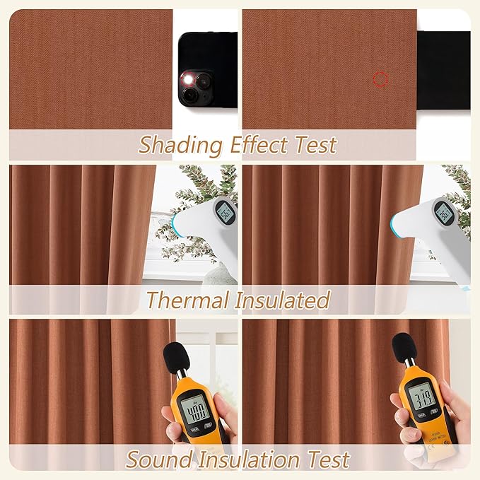Guken Terracotta 100% Blackout Curtains 96 Inch Length 2 Panels Set Fall - Image 5