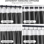 RYB HOME Grey Velvet Curtains 90 inches - Image 3