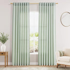 Nanspring Aqua Green Linen Curtains 84 Inch Length 2 Panels Set by Nanspring