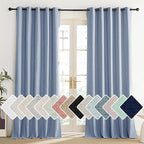 NICETOWN Stone Blue Vintage Linen 100% Blackout Curtains by NICETOWN