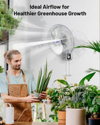 iLiving Glow Oscillating Wall Mount Fan with Adjustable Tilt, 18-inch, 3 Speed, Metal Grille and Blade, 90 Degree Oscillation, Airflow 1650CFM, Ideal for Home, Bedroom, Gym & Office, Greenhouse