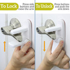 Door Lever Locks (4 Pack) - Prevents Toddlers from Opening Doors - Durable ABS with 3M Adhesive - Easy One-Hand Operation for Adults, No Tools Needed