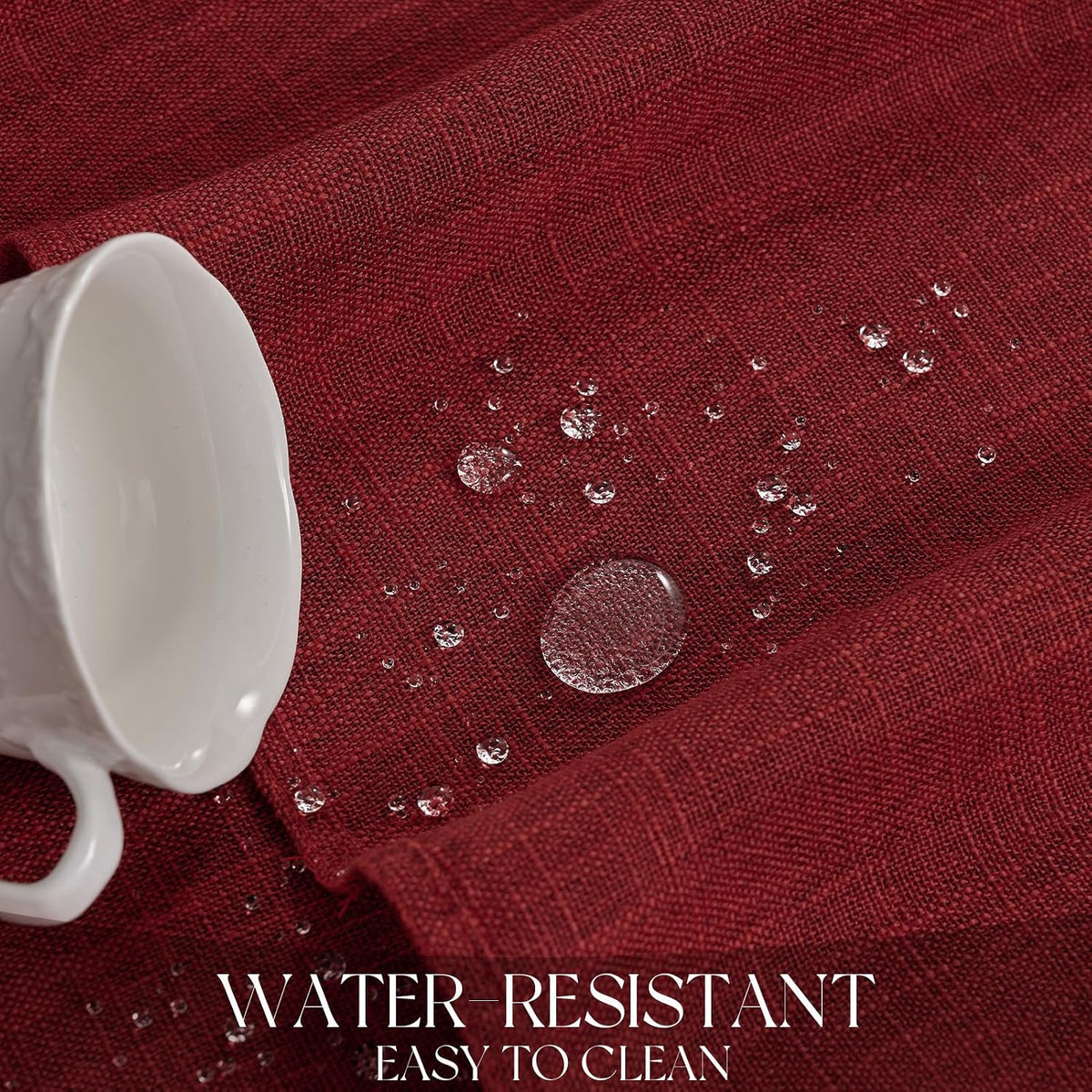NOVILYS Red Christmas Rectangle Tablecloth with Linen Textured