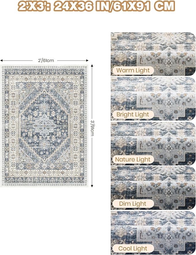 Entryway Rug - 2x3 Washable Rug Runner - Image 2