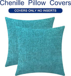 CaliTime Throw Pillow Covers Decorative 24 X 24 Inches Pack of 2 Cozy Chenille - Image 6