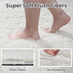 2x6 Bedside Area Rugs for Bedroom: Soft Fluffy Shag White Rug for Hallway - Image 4