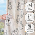 jinchan Linen Floral Curtains for Living Room 63 Inch Length Black Flower - Image 4