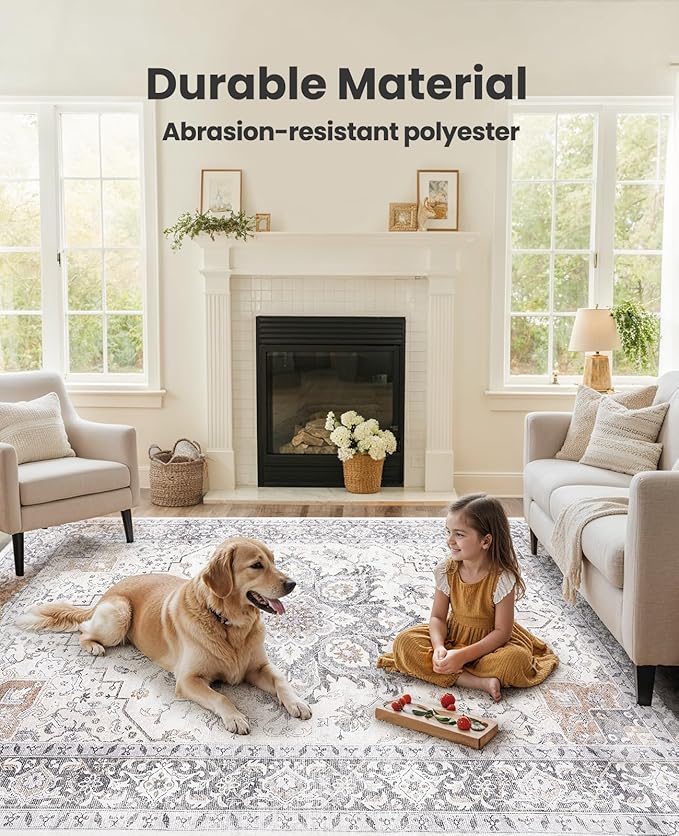 AMADA HOMEFURNISHING 5x7 Area Rugs, Washable Living Room Rug Low-Profile - Image 3