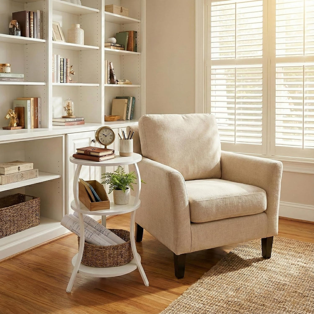 YEAKOO Small Round Side Table,3-Tier Slim Waist End Table for Small Spaces