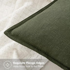 MIULEE Decorative Linen Euro Sham Pillow Covers 28x28 Inch Dark Olive Green - Image 3