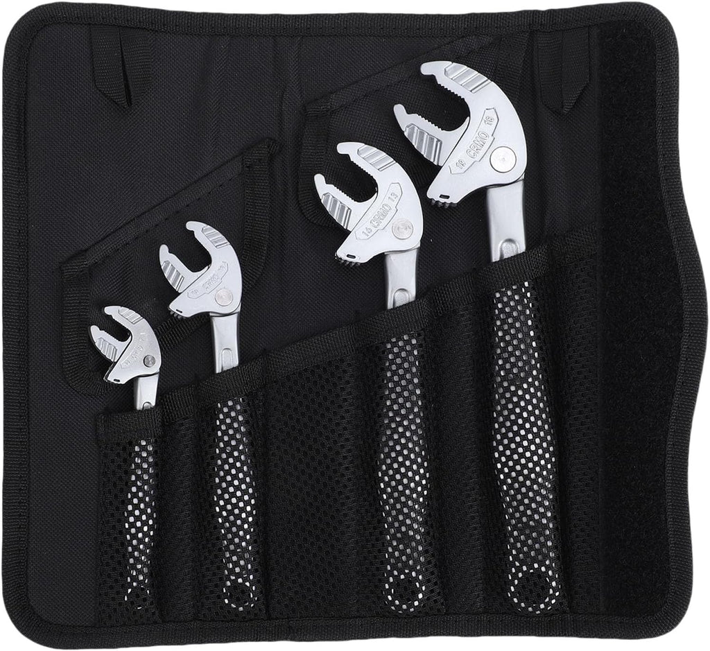 Self Adjusting Wrench, Self Locking Adjustable Wrench Set with Crab Shaped Ratchet Mechanism for Pipe Maintenance Vehicle Repair Home Workshop