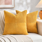 Fancy Homi 2 Packs Gold Yellow Decorative Throw Pillow Covers 22x22 Inch by Fancy+Homi