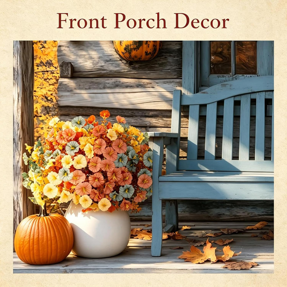 Fall Artificial Morning Glories 12 Bundles Outdoors yellow ＆Orange＆blue
