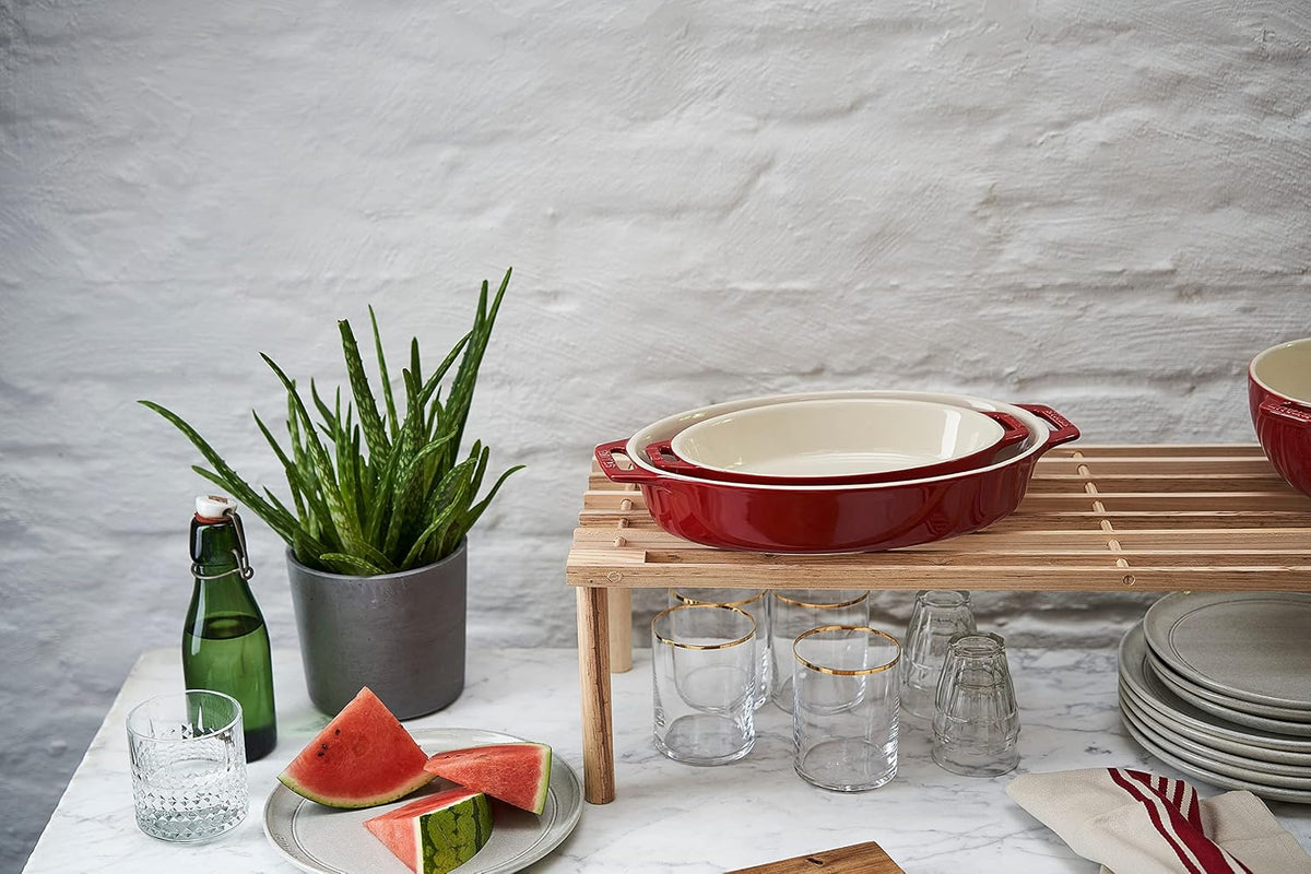 STAUB Ceramic Oval Baking Dish Set, 2-piece, Cherry